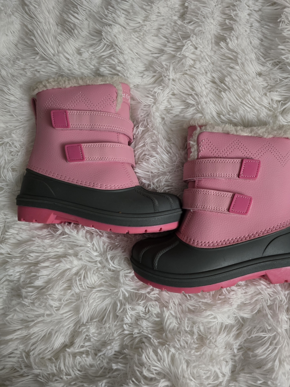 Cat & Jack Pink and Gray Waterproof Kids Snow Boots